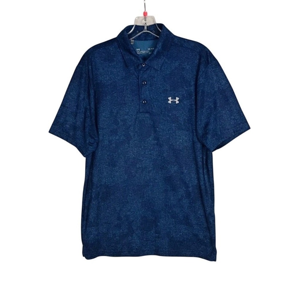 Under Armour Men's Blue Camo Polo Shirt Heat Gear Men's Size S